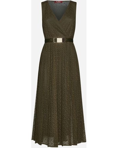 Max Mara Studio Blando Lace Midi Dress - Green