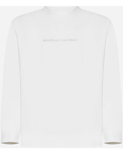Brunello Cucinelli Logo Cotton Sweatshirt - White