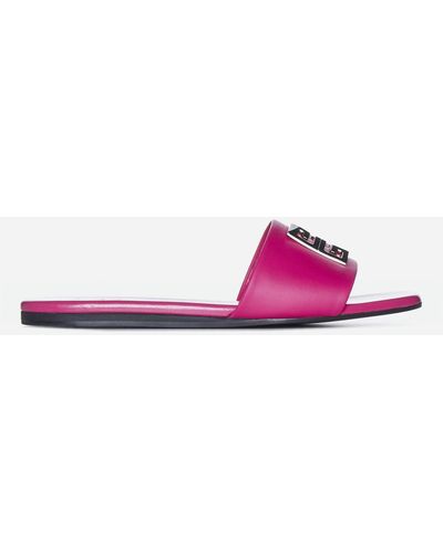 Givenchy 4g Leather Flat Sandals - Pink
