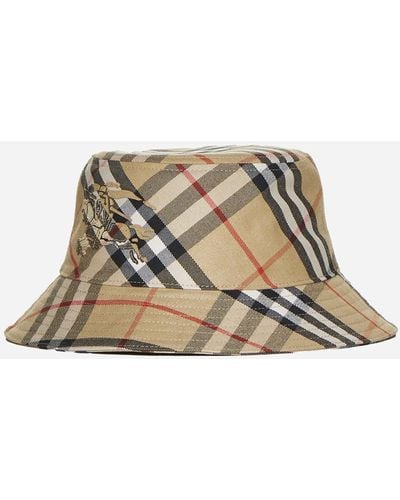 Burberry Check Cotton-blend Bucket Hat - Natural