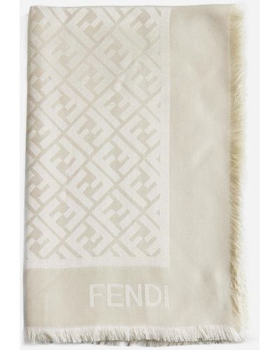 Fendi Ff Silk And Wool Shawl - White