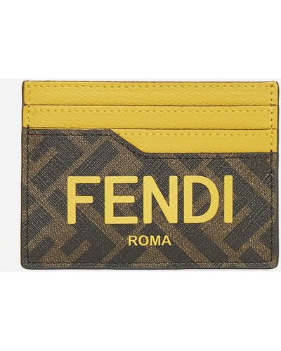 Fendi Leather And Ff Fabric Card Case - Multicolour