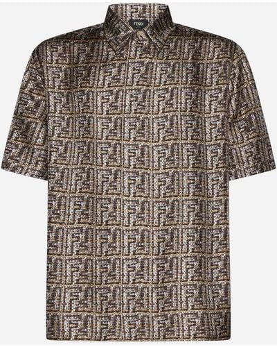 Fendi Ff Jacquard Cotton Shirt - Brown