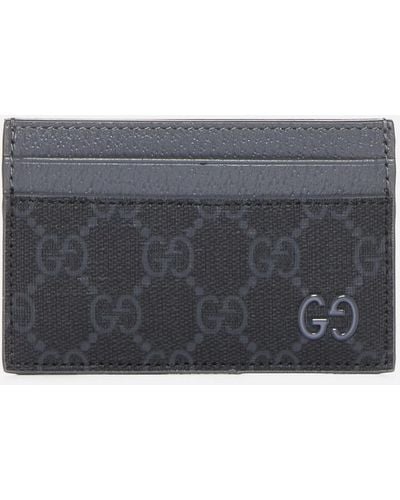 Gucci GG Fabric And Leather Card Holder - Grey