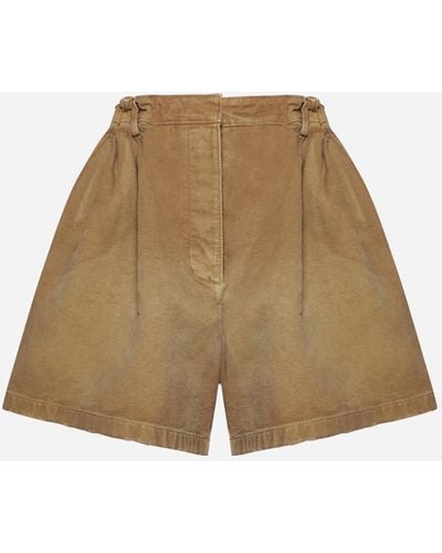 Prada Canvas Denim Shorts - Natural