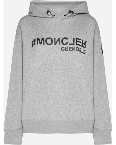 3 MONCLER GRENOBLE Logo Cotton Hoodie - Gray