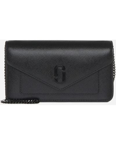 Marc Jacobs The Long Shot Leather Wallet On Chain - Black