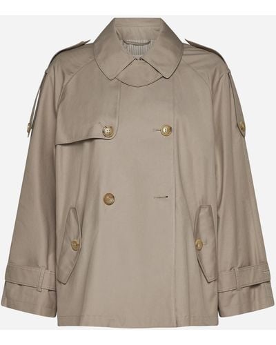 Max Mara The Cube Cotton-blend Double-breasted Short Trench Coat - Natural
