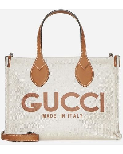 Gucci Logo Canvas Tote Bag - Natural