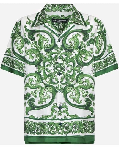 Dolce & Gabbana Majolica Print Silk Shirt - Green