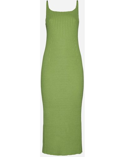 AURALEE Ribbed Cotton Long Dress - Green