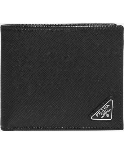 Prada Triangle Logo Bifold Wallet - Black