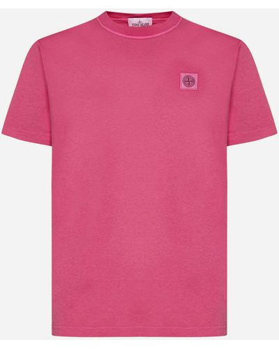 Stone Island Logo-patch Cotton T-shirt - Pink