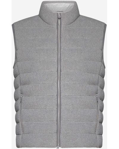 Brunello Cucinelli Quilted Cotton Knit Vest - Gray