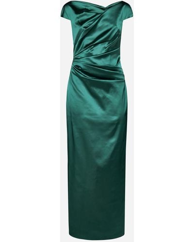 Talbot Runhof Stretch Satin Duchesse Dress - Green