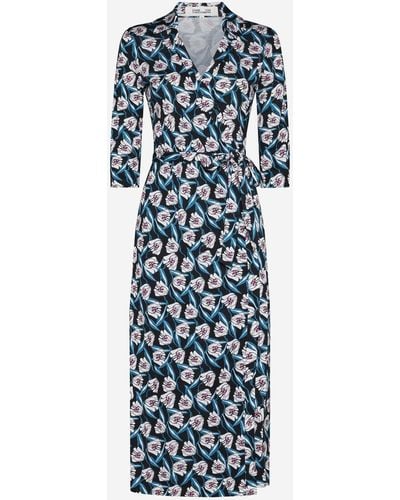 Diane von Furstenberg Abigail Print Silk Midi Wrap Dress - Blue