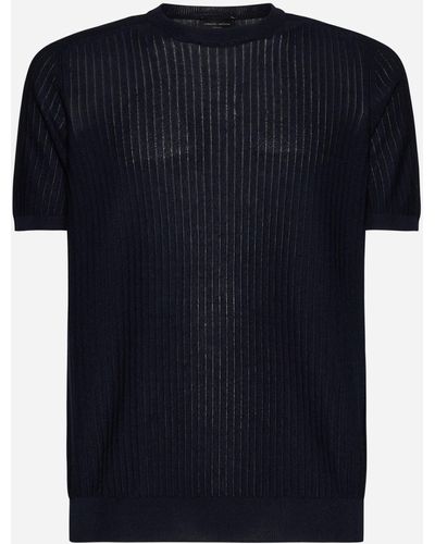 Roberto Collina Cotton And Viscose Rib-knit Sweater - Blue