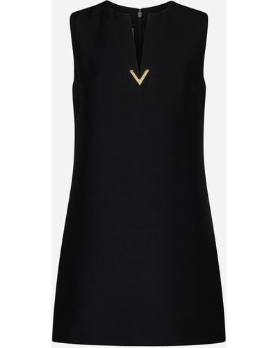 Valentino Wool And Silk Mini Dress - Black