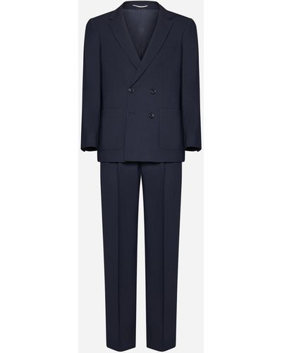 PT Torino Wool-blend Double Breasted Suit - Blue