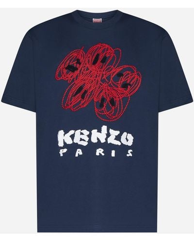 KENZO Drawn Varsity T-Shirt - Blue