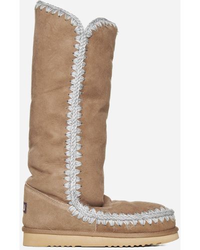 Mou Eskimo Suede And Shearling Boots - White