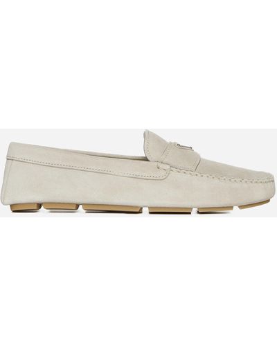 Prada Suede Boat Loafers - White