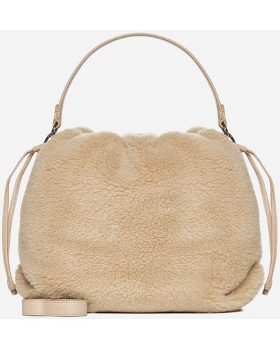 Brunello Cucinelli Wool-blend Fur Small Bucket Bag - Natural