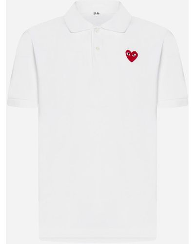 COMME DES GARÇONS PLAY Logo-patch Cotton Polo Shirt - White