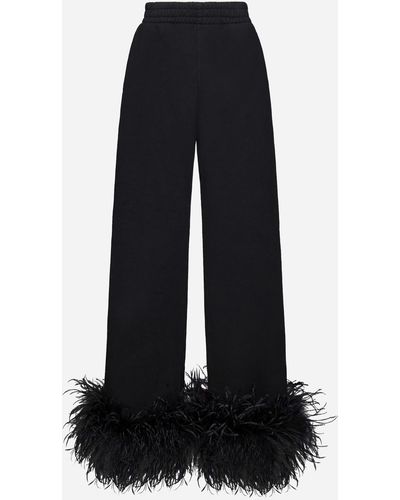 Prada Feathers Cotton Pants - Black