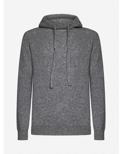 Roberto Collina Wool-blend Hooded Sweater - Gray