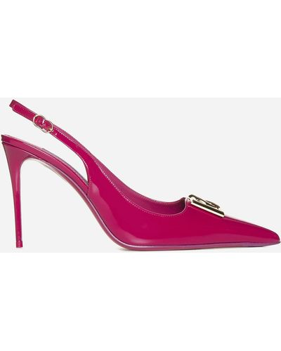 Dolce & Gabbana Dg Logo Leather Slingback Pump - Pink