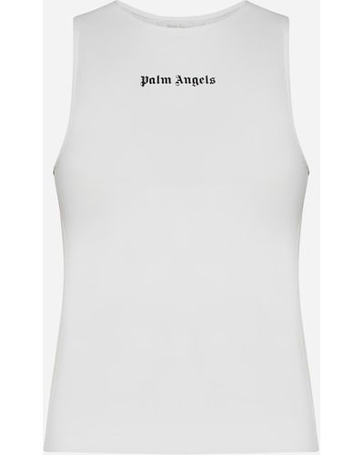 Palm Angels Training Track Jersey Tank Top - White