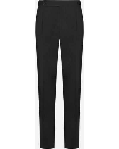 Tagliatore Wool Tuxedo Trousers - Black