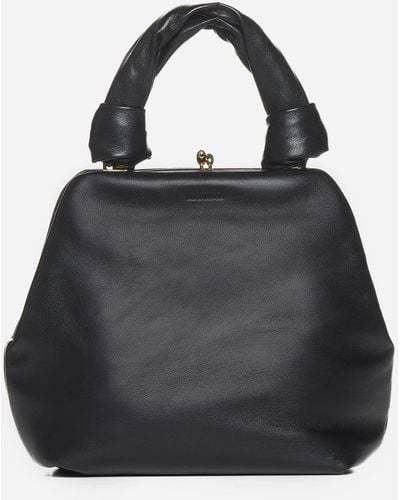 Jil Sander 'Goji Square' Small Leather Bag - Black