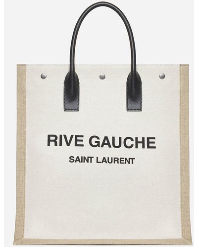 Saint Laurent Rive Gauche Canvas Tote Bag - Natural
