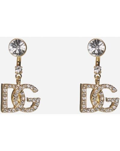 Dolce & Gabbana Dg Logo Rhinestone Earrings - Natural
