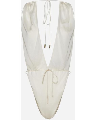 Saint Laurent Viscose Halter-neck Bodysuit - White
