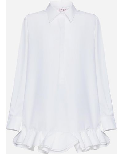 Valentino Ruffled Cotton Mini Dress - White