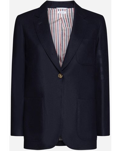 Thom Browne Wool And Cashmere Single-breasted Blazer - Blue