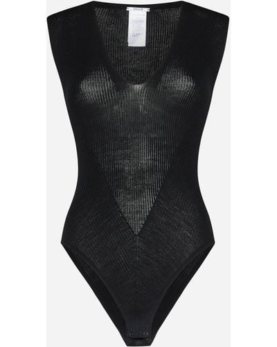Wolford Aurora Wool Knit Bodysuit - Black