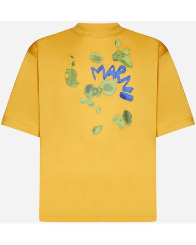 Marni Logo Print Cotton T-Shirt - Yellow