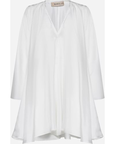 Blanca Vita Aeonium Silk Oversized Dress - White