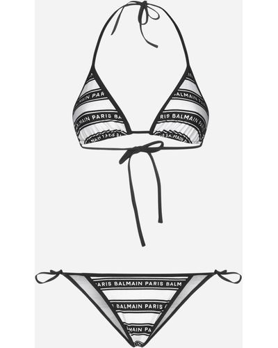 Balmain Logo-tape Triangle Bikini - Multicolor