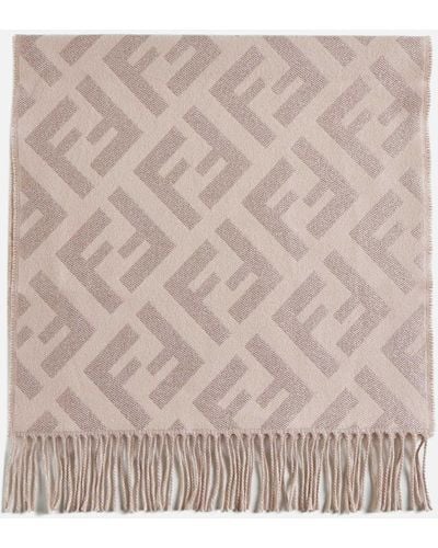 Fendi Ff Lurex Cashmere-blend Scarf - Natural