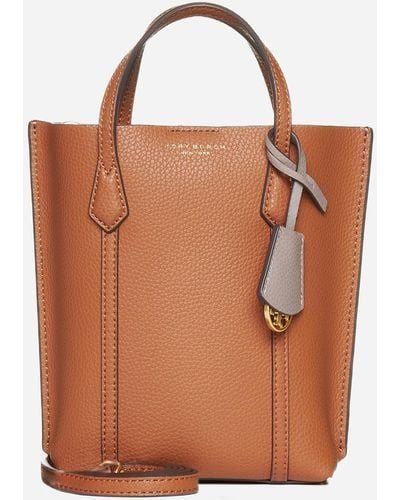 Tory Burch Perry Mini Leather Tote Bag - Brown