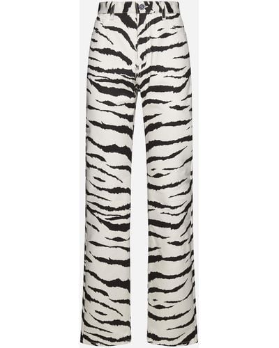 Alaïa Zebra Print Jeans - White