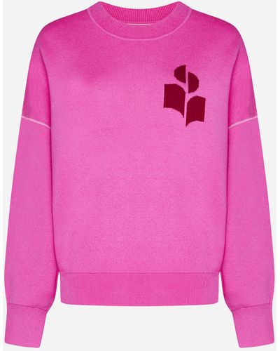 Isabel Marant Atlee Cotton And Wool Jumper - Pink