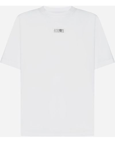 MM6 by Maison Martin Margiela T Shirt With Numeric Logo Label - White