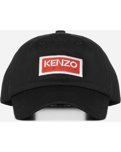 KENZO Logo Cotton Baseball Cap - Black
