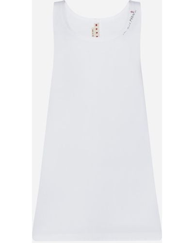 Marni Logo Cotton Mini Dress - White